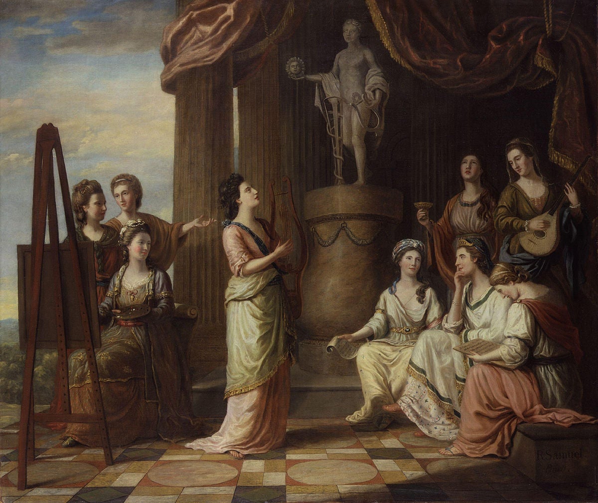 Richard Samuel, 'Les Muses al temple d'Apol·lo', ca. 1777. Oli sobre llenç